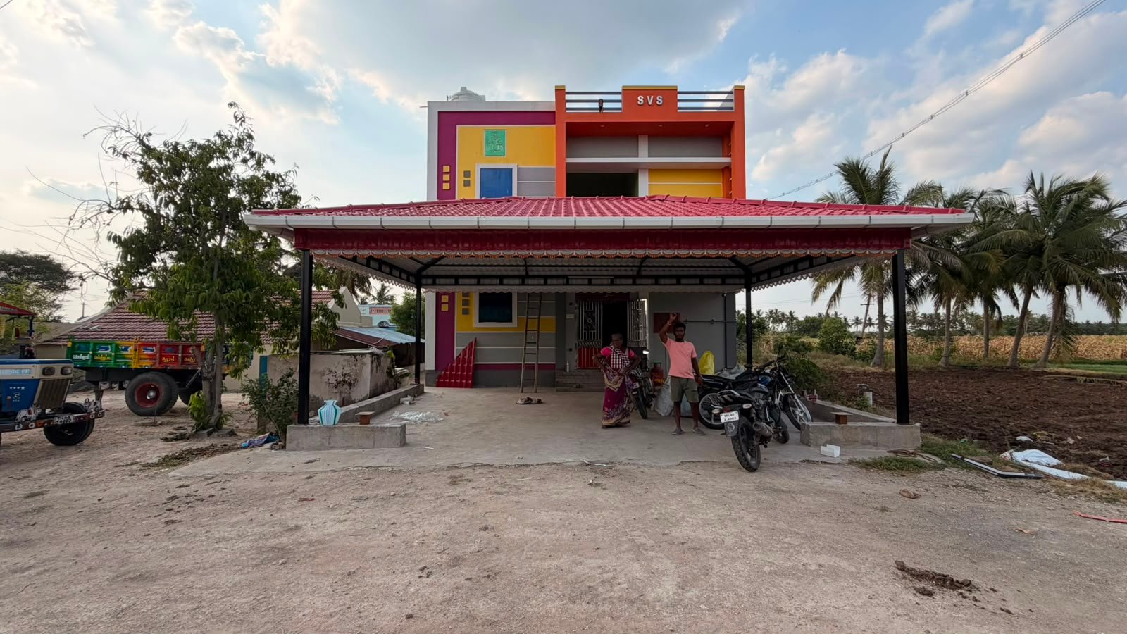 Two-Story Home with Tile-Profile Car Canopy